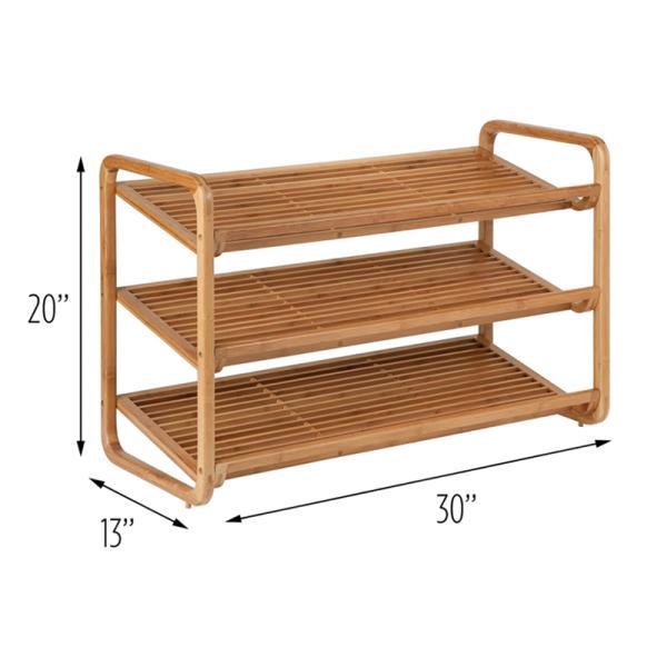 Rectangle Multifunctional Household Bamboo Shoe Shelf With Handles Customized Logo