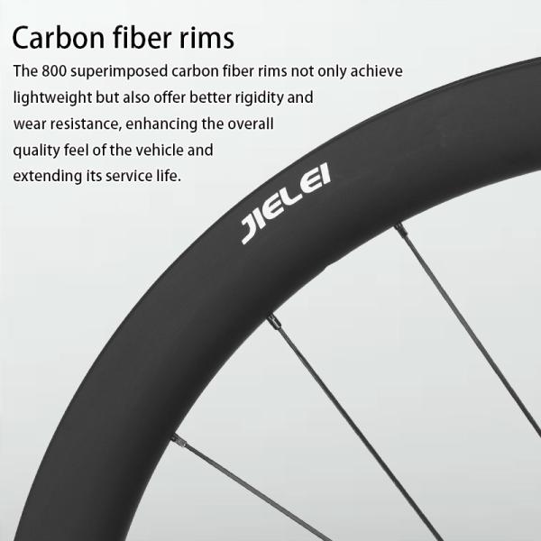JIELEI High Quality 700c Carbon Fibre Bicycle Wheelset 46mm 24 Holes Four Claw Clincher Disc Brake Tubeless Road Bike Wheels