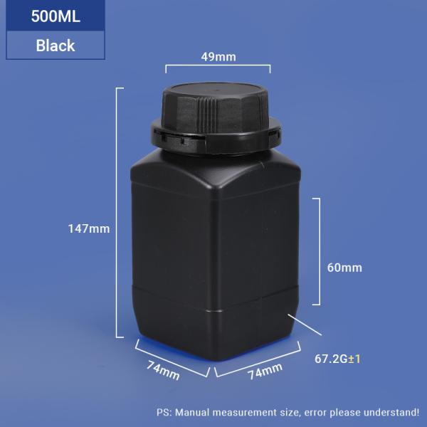500ml Square Plastic Screw Top Bottles Tamper Proof Hdpe Bottles For Pharmaceutical