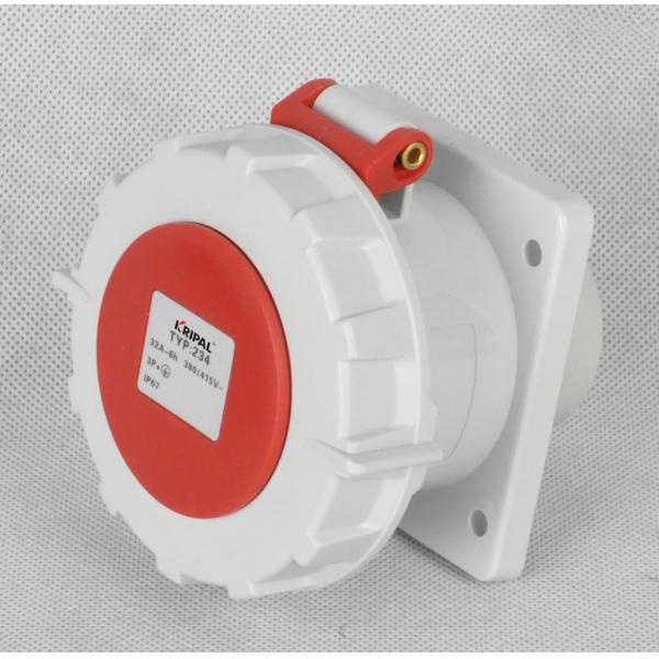 Straight IP67 Outdoor Industrial Panel Mounted Receptacles /Sockets 16A,32A,63A,125A 2P+E, 3P+E 3P+N+E