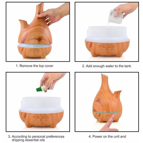 5 In 1 Ultrasonic 500ml Wood Grain Aromatherapy Diffuser