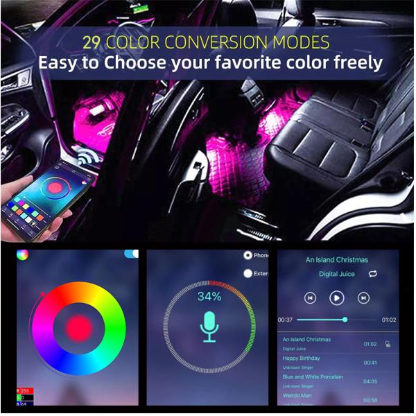 Foot Star LED Car Atmosphere Light Car APP Mobile Phone Bluetooth