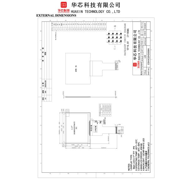 3.2 Inch FHD TFT Display High resolution Tft Display 1024X768 Dots MIPI Interface 600c/d