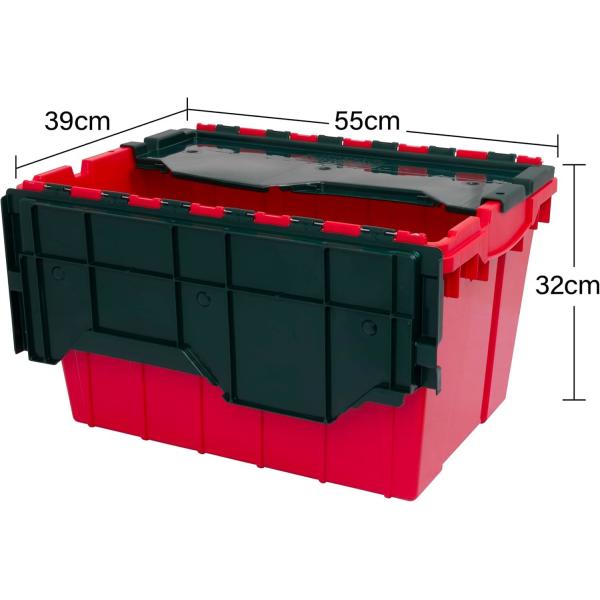 Efficient Foldable Turnover Plastic Crate Attached Lid Solid Moving Storage Bin Stackable Pallet Container For Convenient