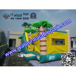 Inflatable Bouncer Slide , Commercial Grade Bounce Houses Coconut Trees Tropical