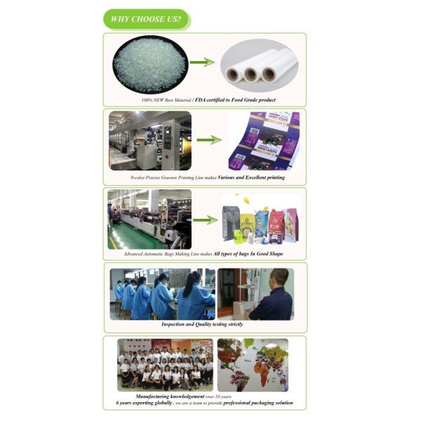 Reusable Dried Food Packaging Bag Three Side Heat Seal Pouch Glossy Surface Printing