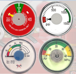 Back Mounting Fire Extinguisher Manometer , Red Color Fire Pressure Gauge