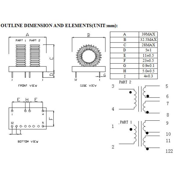 6 Windings Toroidal Common Mode Choke 3 Color Wire White Blue Red Bifilar Winding