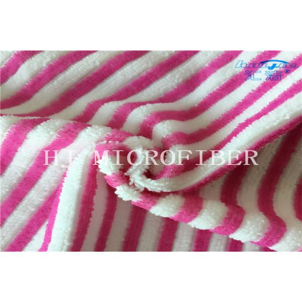 Red And White Color Stripe Microfiber Cleaning Towel Cloth For Home Using Super Absorbent