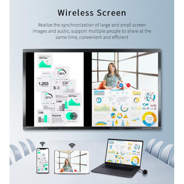 Electronic Flat Smart Interactive Whiteboard All In One Teaching 110 Inch