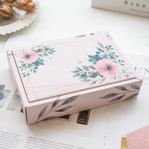 Quality Pink Flowers Coated Foldable Box With Ribbon With Ribbon CMYK Printing For Packaging for sale