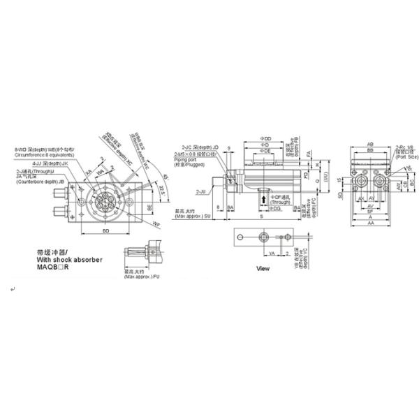 Compact Rotary Table Pneumatic Air Cylinder , Linear Actuator Gas Cylinder