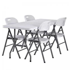 Quality 5 Feet Outdoor Portable Plastic Folding Table Chair Wild White Table 4 People for sale