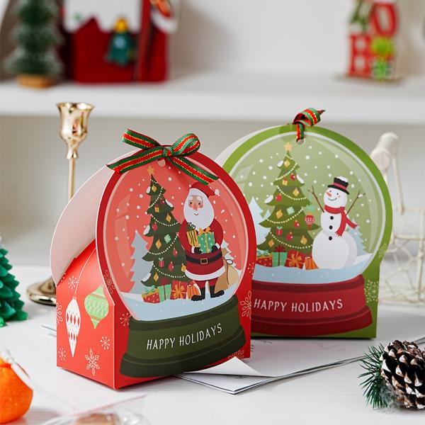 Happy Holidays Gift Box Set Christmas Santa Snowman Packaging Bakery Cookie Presentation Boxes