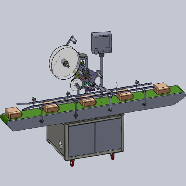 PLC Automatic Flat Label Applicator Machine Applicator For Box Bottle Cap Packaging Bag