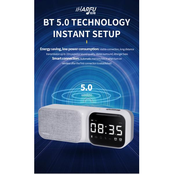 Bluetooth Communication Intelligent Voice Sound Desktop Speaker With Fabric And Clock