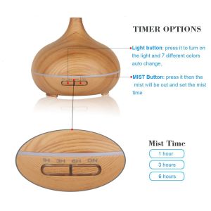 PSE Cool Mist Wood Aromatherapy Diffuser Color Changing Essential Oil Diffuser