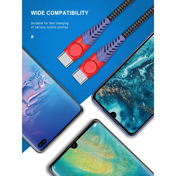 20V 3A PD Charger Kevlar USB-C to USB-C Cable, 6FT Super Stronge USB C Cable