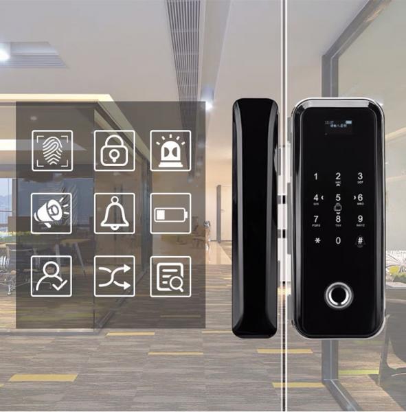 6V Smart Sliding Glass Door Lock Sliver Digital Door Lock Waterproof