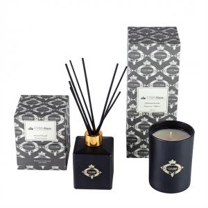 Quality Black Gold Candle And Diffuser Gift Set / Luxury Aromatherapy Reed Diffuser Set for sale