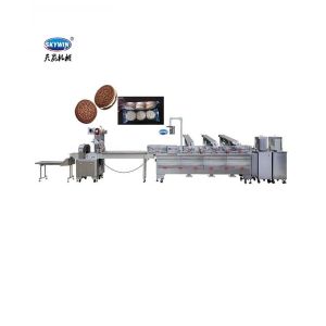 Quality Skywin PLC Touch Screen Cream Sandwich Biscuit Machine With Flow Packing for sale