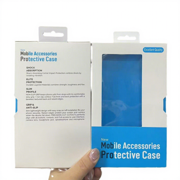 Recycled Materials Phone Case Packaging Drawer Box with Embossing and Sponge Lining for Consumer Electronics