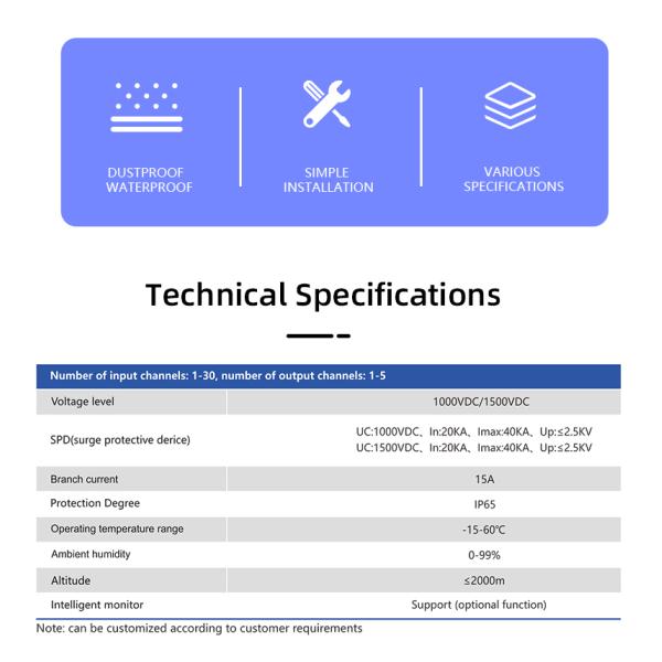 PV Solar DC String Combiner Box 1000v 1500v And Customized Solutions phtotovoltatic combiner box