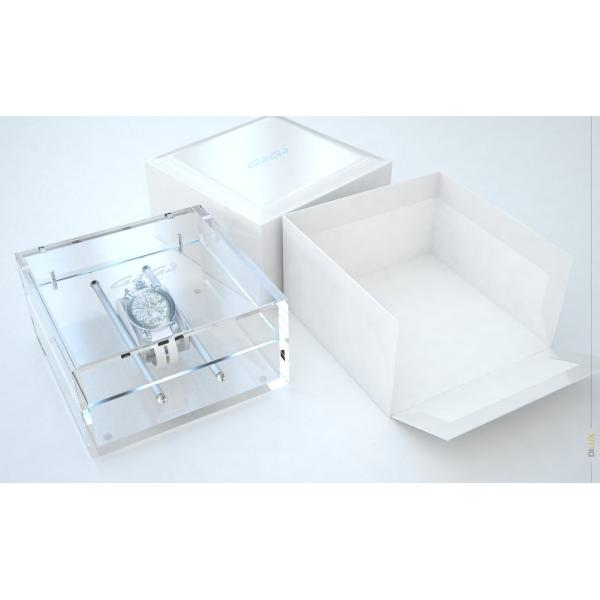 Stylish Designed Perspex Single Watch Box W/ PU Pillow Hi-Clear Acrylic 180*180*90 mm