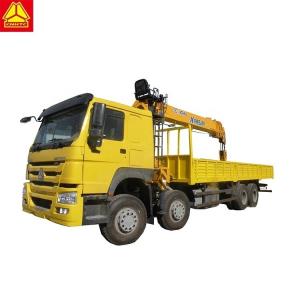 Quality Yellow 8x4 Heavy Cargo 12T Boom Truck Crane Dimension 12484*2496*4125 for sale