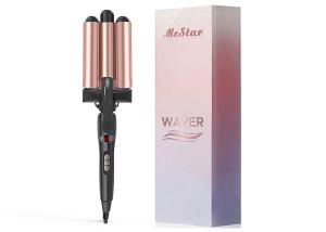 Quality 1 Inch Hot Tools Three Barrel Hair Waver Dual Voltage Crimp With Titanium Plate for sale