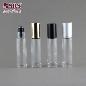 Quality 10ml Clear Glass Bottle With Metal Roller Ball Silver Cap Black Housing Clear Housing For Roll On Perfume Oil Bottle for sale