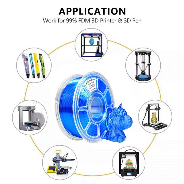 High Rigidity 3D Printing Filament 1.75mm Silk Blue 3D Printer 1000g Spool