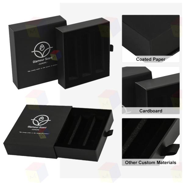 Custom Cosmetic Packaging Box Lipstick Sliding Drawer Gift Boxes With Foam Tray