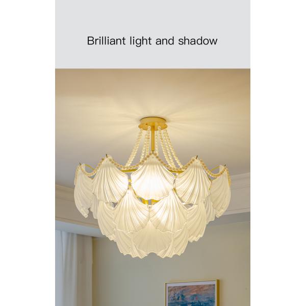 Modern Led Chandelier For Living Room Frosted Glass Luxury Shell Chandelier Lamp(WH-CY-247)