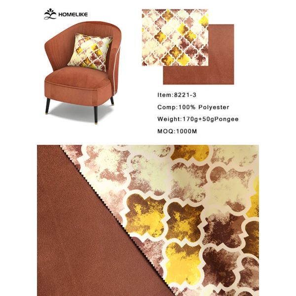 Antique Clover-Printed Velvet Fabric for Home Textile Applications
