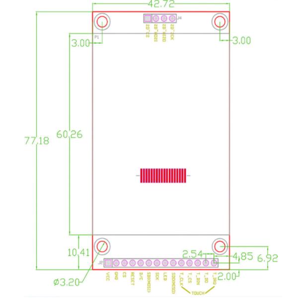 TFT Display Module 2.4 Inch With Touch Panel 77.18*42.76 Driving IC ILI9341