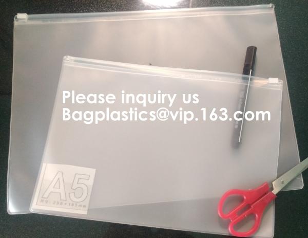 Document File Zip Bags with Hook Hanger Slider Stationary Pen Pencil Packaging Bags,Office Green Clear Zip Folders PVC F