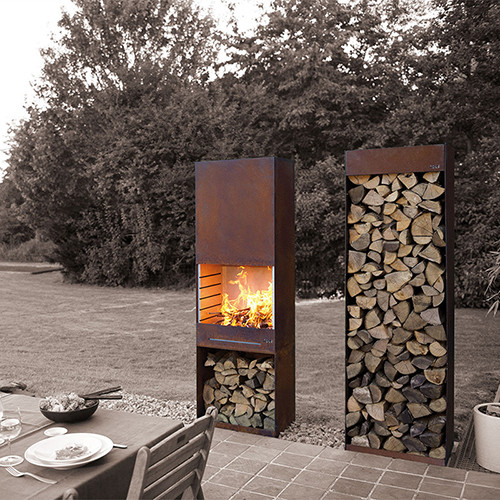 Yard / Garden Cast Iron Fire Pot , Corten Steel Fire Pit Wood Burning Fireplace