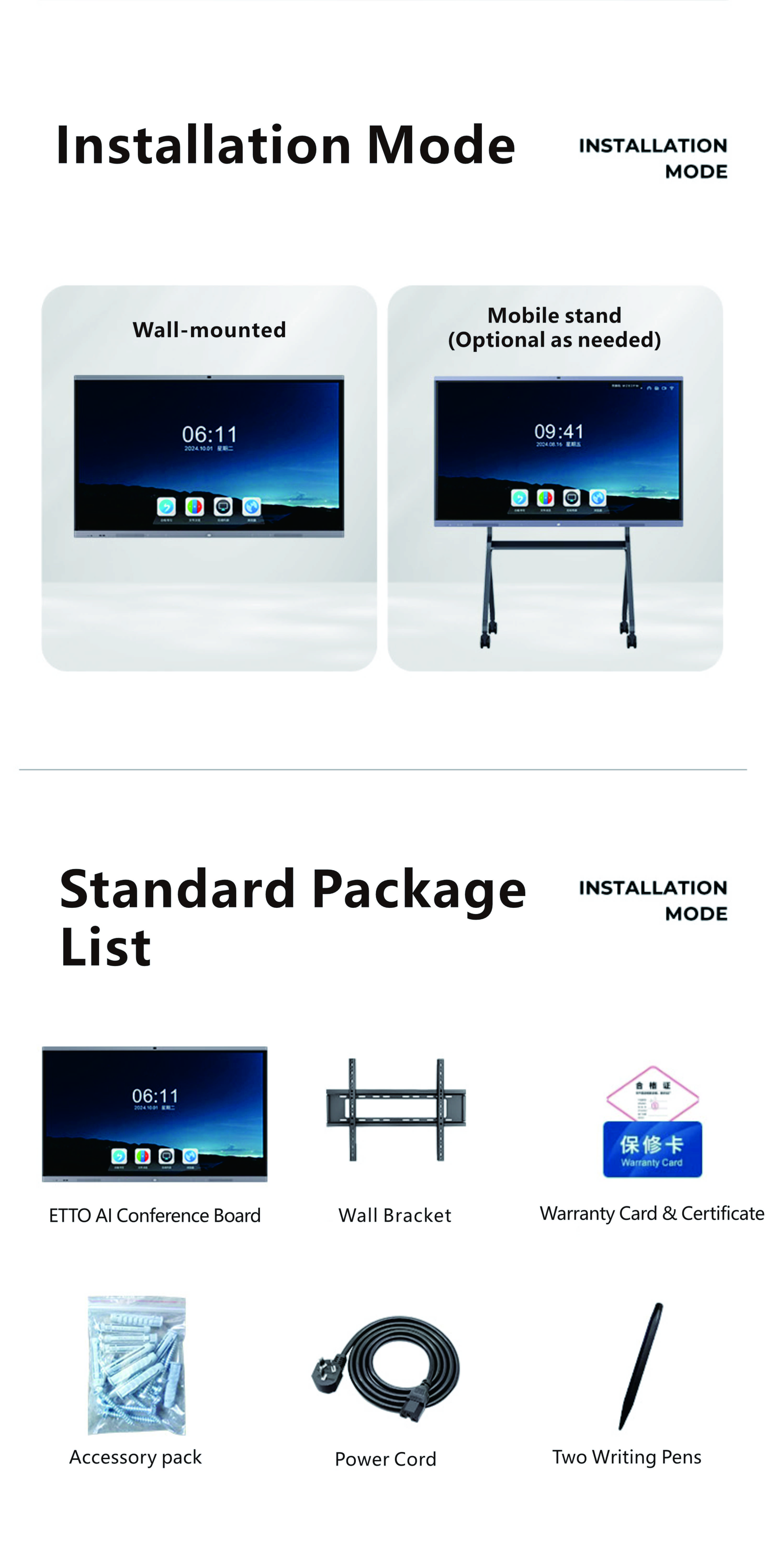115 Inch AI LCD Display Interactive Smart Board Digital Classroom Interact Display Touch Screen Flat Panel Interactive Whiteboard Smart Board