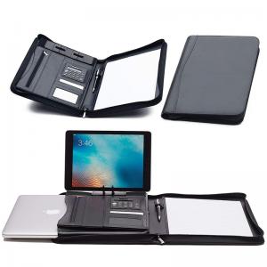 China Faux Leather Business Portfolio Folder Classic Black With Solar Calculator on sale