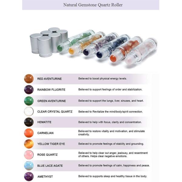 1ml Natural Gemstone Roller Ball Bottle Custom Roll On Tube With Stone Rollers Applicator