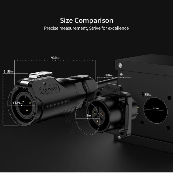 Cnlinko Connector Waterproof IP68 LED Power Cable 2 Pin M12 Docking Connector