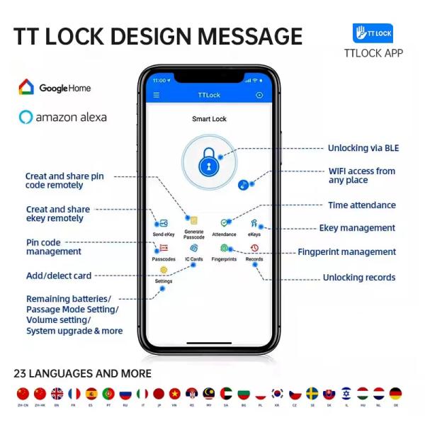 Ble TTlock Waterproof Smart Lock Aluminum Alloy Card Power Emergency Key