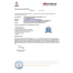 Guangzhou JASU Precision Machinery Co., LTD Certifications
