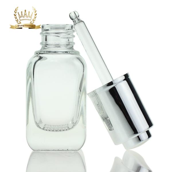 Cosmetic Packaging Bottle 30ml Rectangle Square Clear Glass Serum Dropper Bottle facial serum dropper glass bottle cosmetic