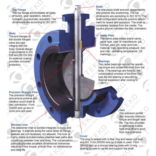Worm Gear Operation API609 Butterfly Valve Double Flange With One Piece Through Stem