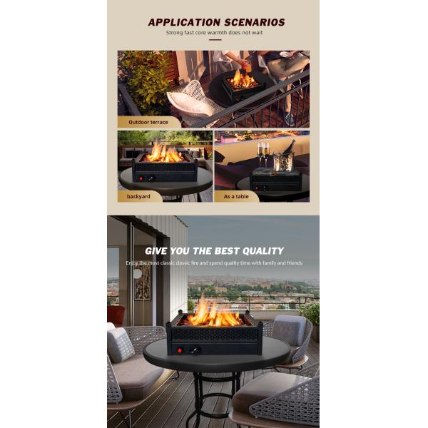 Mini Outdoor Alloy Rectangular Table Top Fire Pit Propane Gas