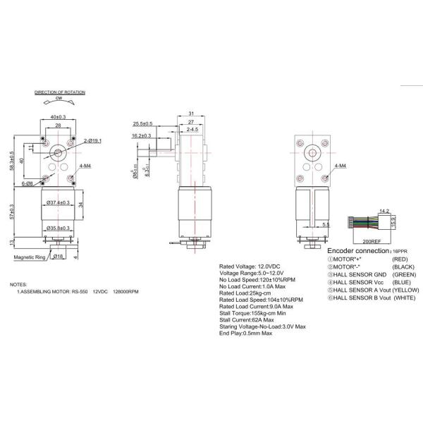 Home Appliance Electric Motor Encoder High Torque 12 Volt DC Worm Gear Motor Shaft Encoder