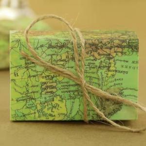 Quality 7.8x5x2.8cm Rectangle World Map Gift Box CDR EPS Wedding Candy Favor Containers for sale