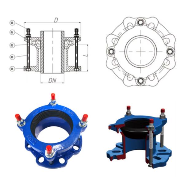 Wide Range Cast Iron Universal Fittings HDPE And PVC Pipe Flange Adapters Stainless Steel Connectors